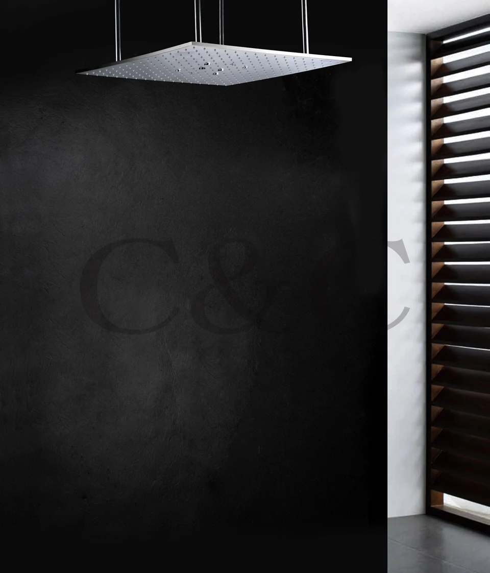 Temperature Sensitive 3 Colors LED Shower Head With Arms 20 Inch Ceiling Mounted Swash And Rainfall Top | Обустройство дома