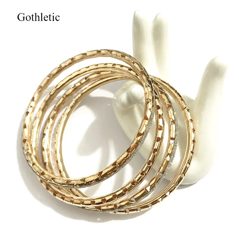 Gothletic 4 шт./лот золотистого цвета металлический браслет наборы блестящая бумага