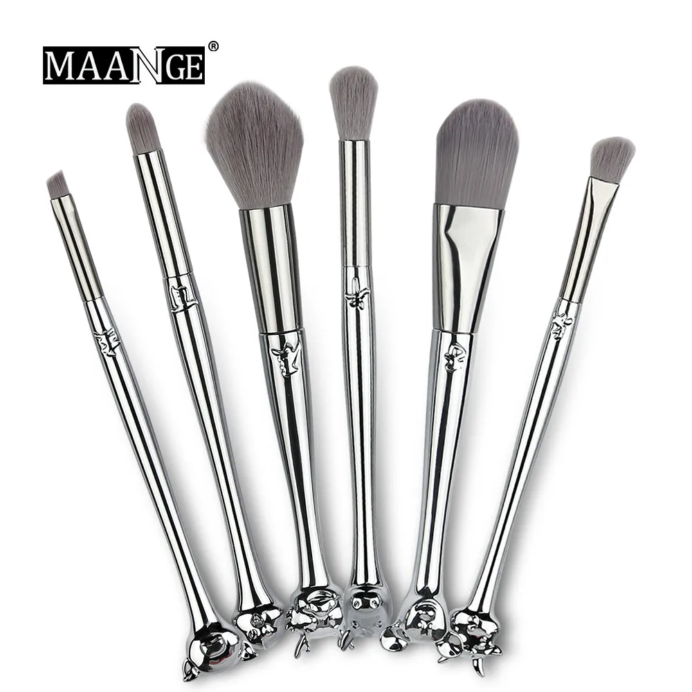6pcs A MAANGE 6/12 шт китайского зодиака набор кистей для макияжа пудра Кисть для растушевки теней для век милые Макияж Кисть для макияжа инструмент с коробкой - Handle Color: 6pcs A