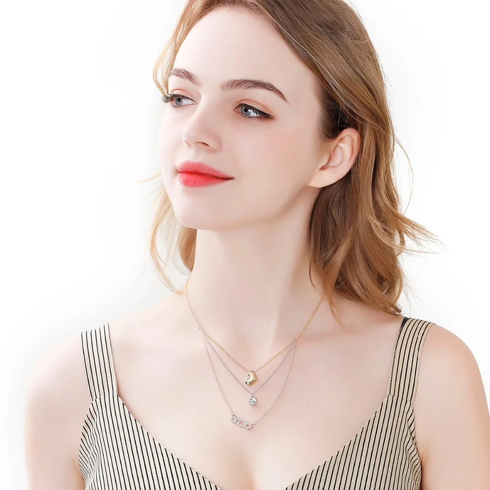 Новая Мода Сердце Простой Круглый Pin Кристалл многослойное Высокое качество