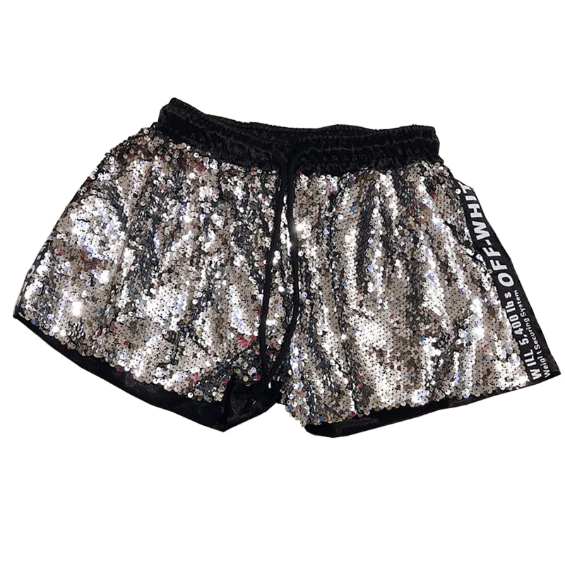 Trytree летние крутые шорты с пайетками для женщин повседневные шелковистые из