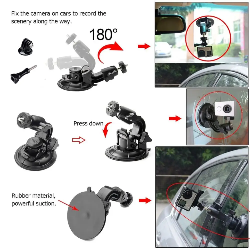 Anordsem for Go Pro Accessories 9cm Car Mount Windshield Suction Cup for Gopro Hero 9 8 7 6 5 4 3+ for SJCAM for Xiaomi for DJI images - 6