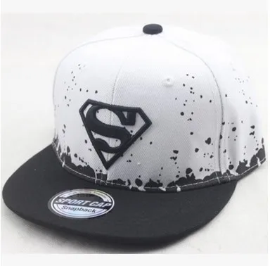 Adult White Бэтмен Супермен Детская Бейсбол Кепки плоским Snapback шляпа в стиле хип-хоп для мальчиков и девочек Шапки Регулируемая взрослых точки вышивка мультфильм Кепки s - Цвет: Adult White