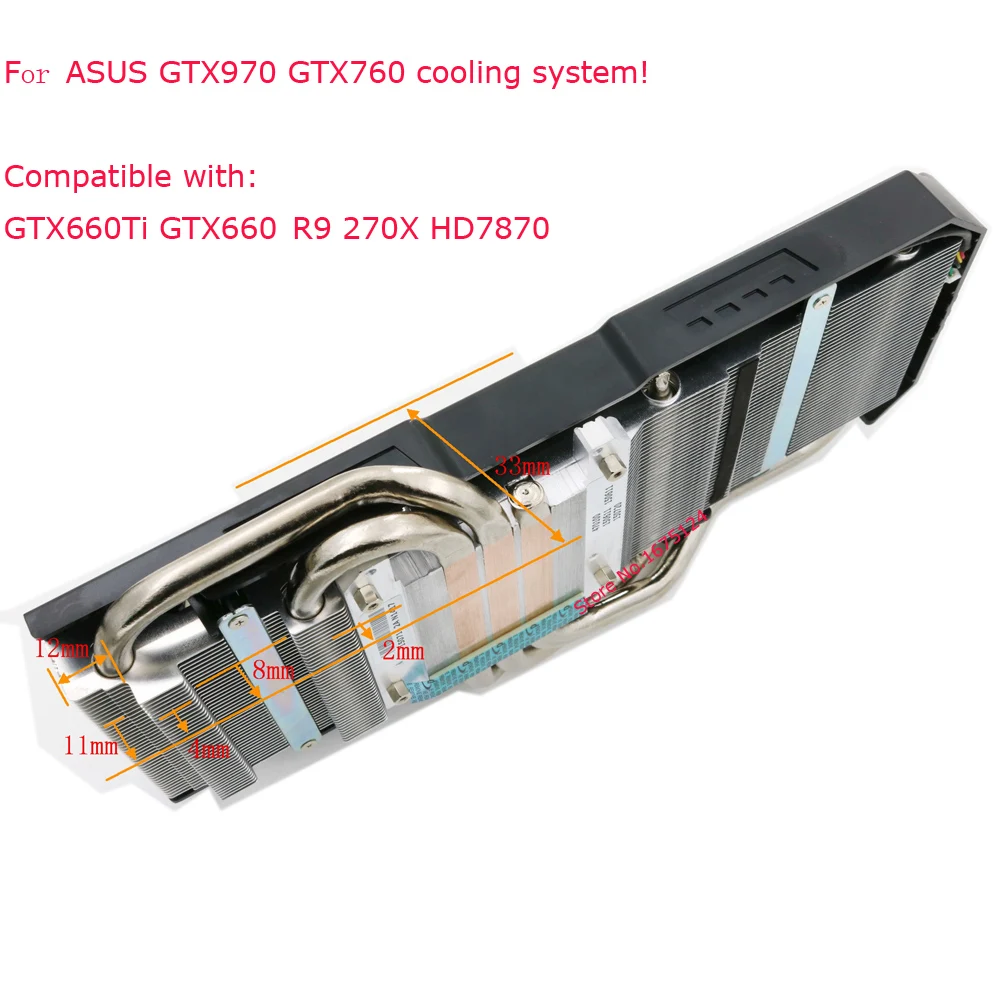 PC Кулер с радиатором HEATPIPE вентилятор охлаждения для ASUS GTX970 GTX760 970 grahics карты