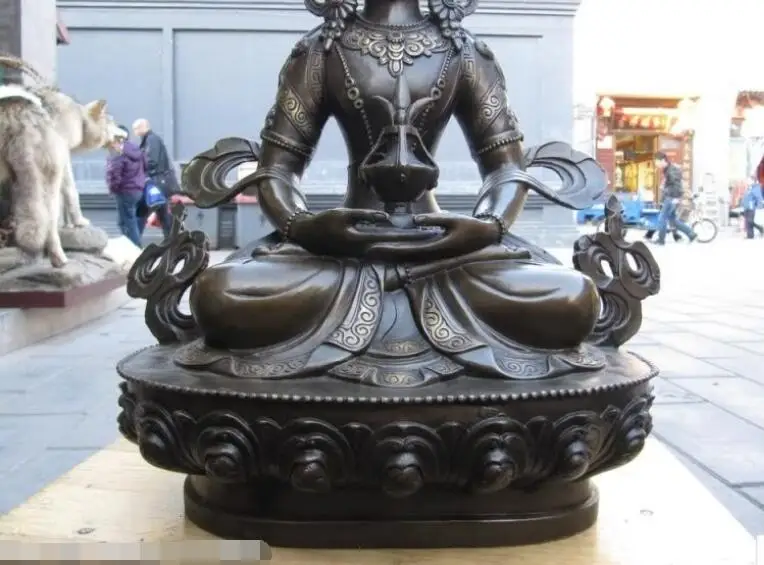 Китайская народная Бронзовая статуя Амитаюса Кван-Инь Статуи Будды Бодхисаттвы |