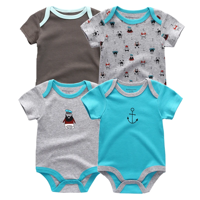 Летняя хлопковая одежда для новорожденных 4 шт./лот Roupas de bebe комбинезон с коротким