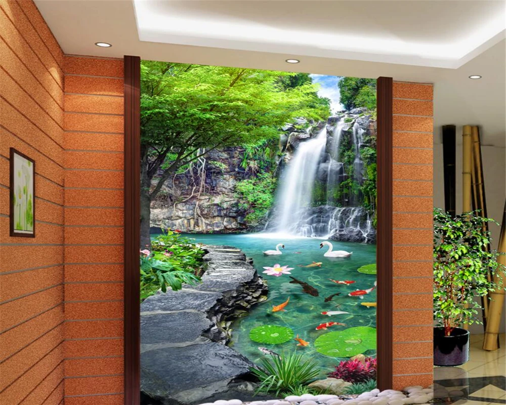 

Beibehang Custom 3D Wallpaper Hawthorn Flower Bird Waterfall Waterfall Passion Living Room Corridor Exposition Wallpaper mural