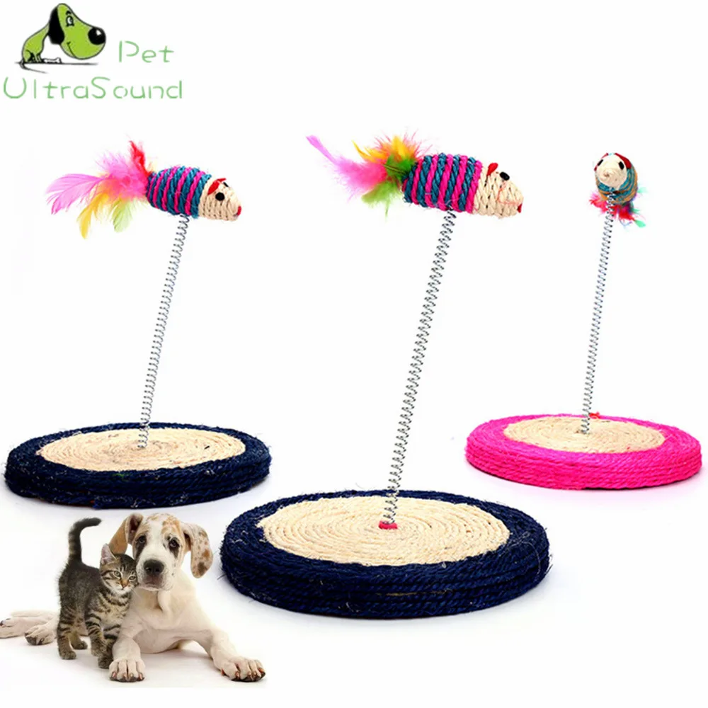 

ULTRASOUND PET Funny Cat Toys Elastic Feather False Sisal Mouse Bottom Sucker Toys for Cat Kitten Playing Pet Seat Scratch Toy