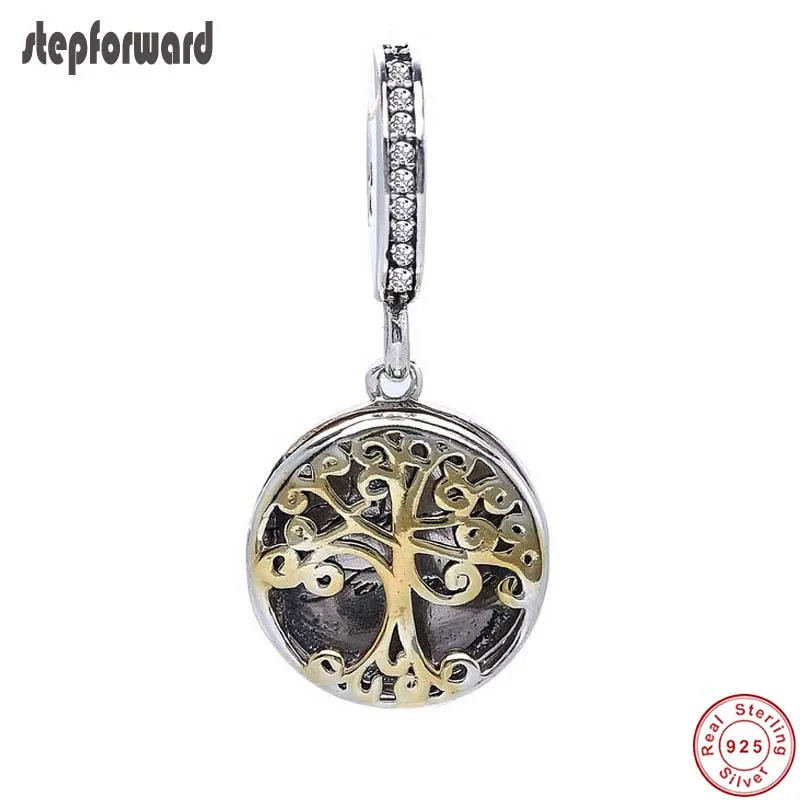 DIY Одежда высшего качества новый дизайн золото 925 пробы серебряное дерево жизни медальон висит шарм браслет шарма от AliExpress WW