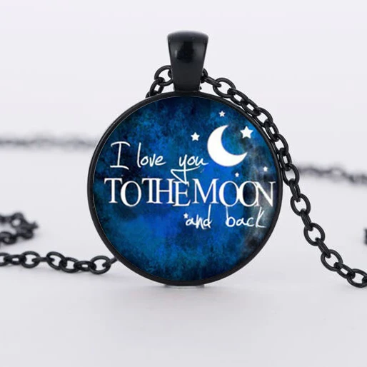 Оптовая продажа стеклянный кабошон 25 мм Ожерелье I Love You to the Moon and Back ожерелье