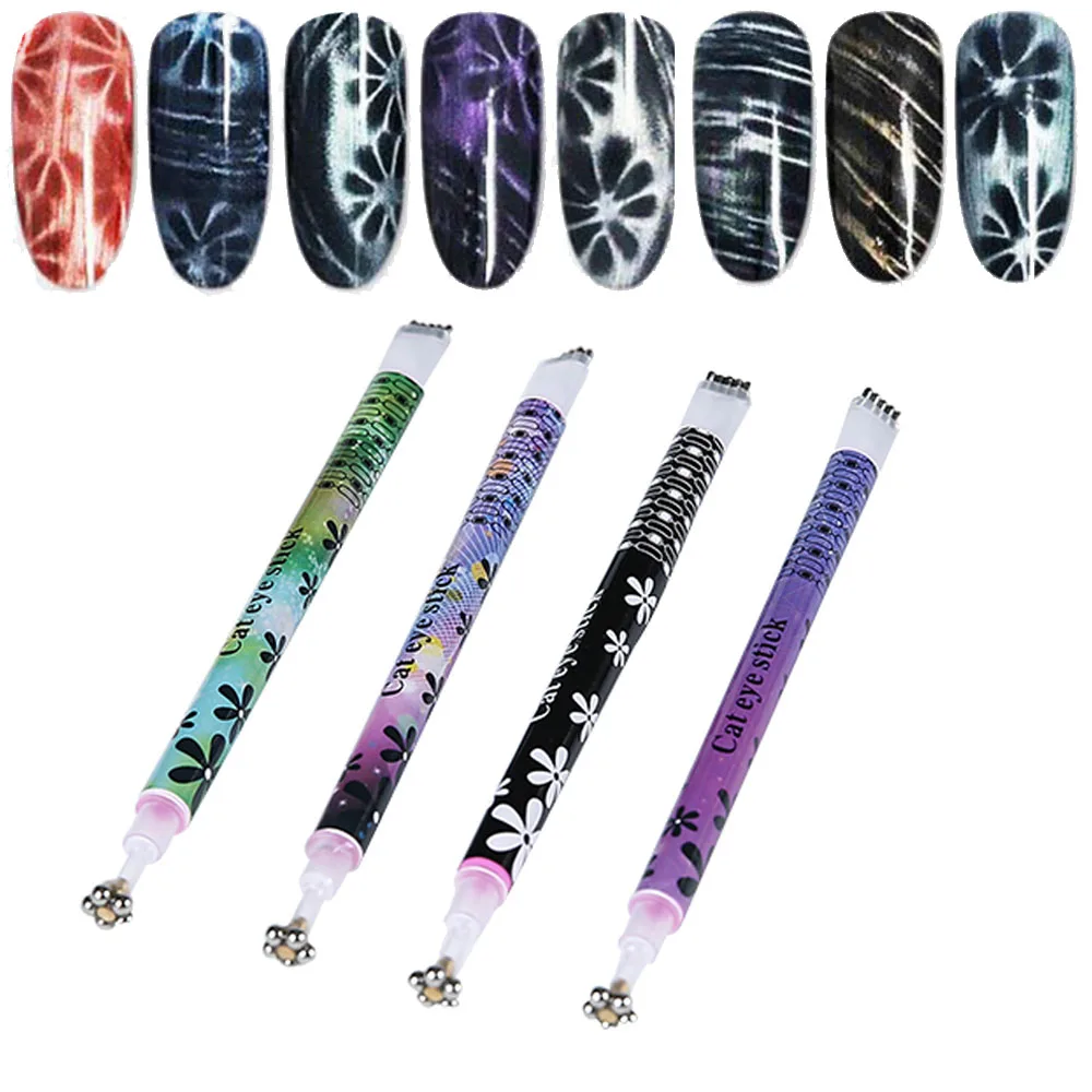 

1pc Dual-Ended Magnet Stick DY Nail Art Flower Stripe Pattern Magnet Pen For Cat Eyes Gel Polish 3D Strip Grid Nail Gel Tools