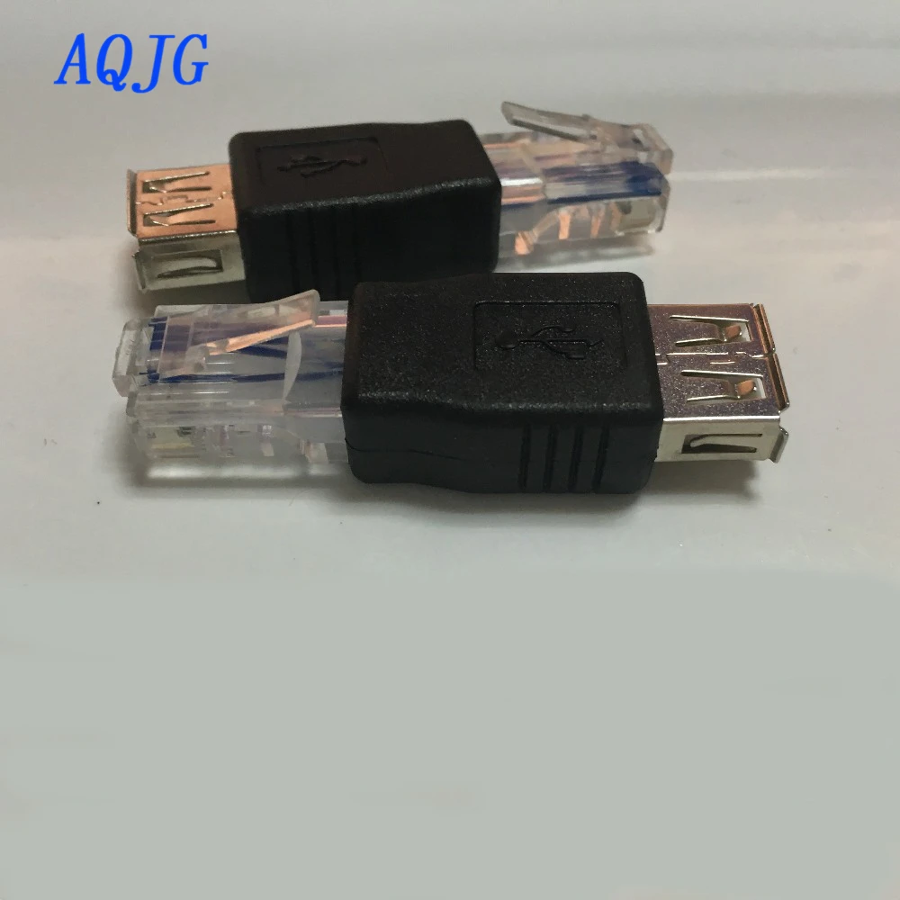 PC Crystal Head RJ45 Male to USB 2.0 AF A Female Adapter Connector Laptop LAN Network Cable Ethernet Converter Transverter Plug |