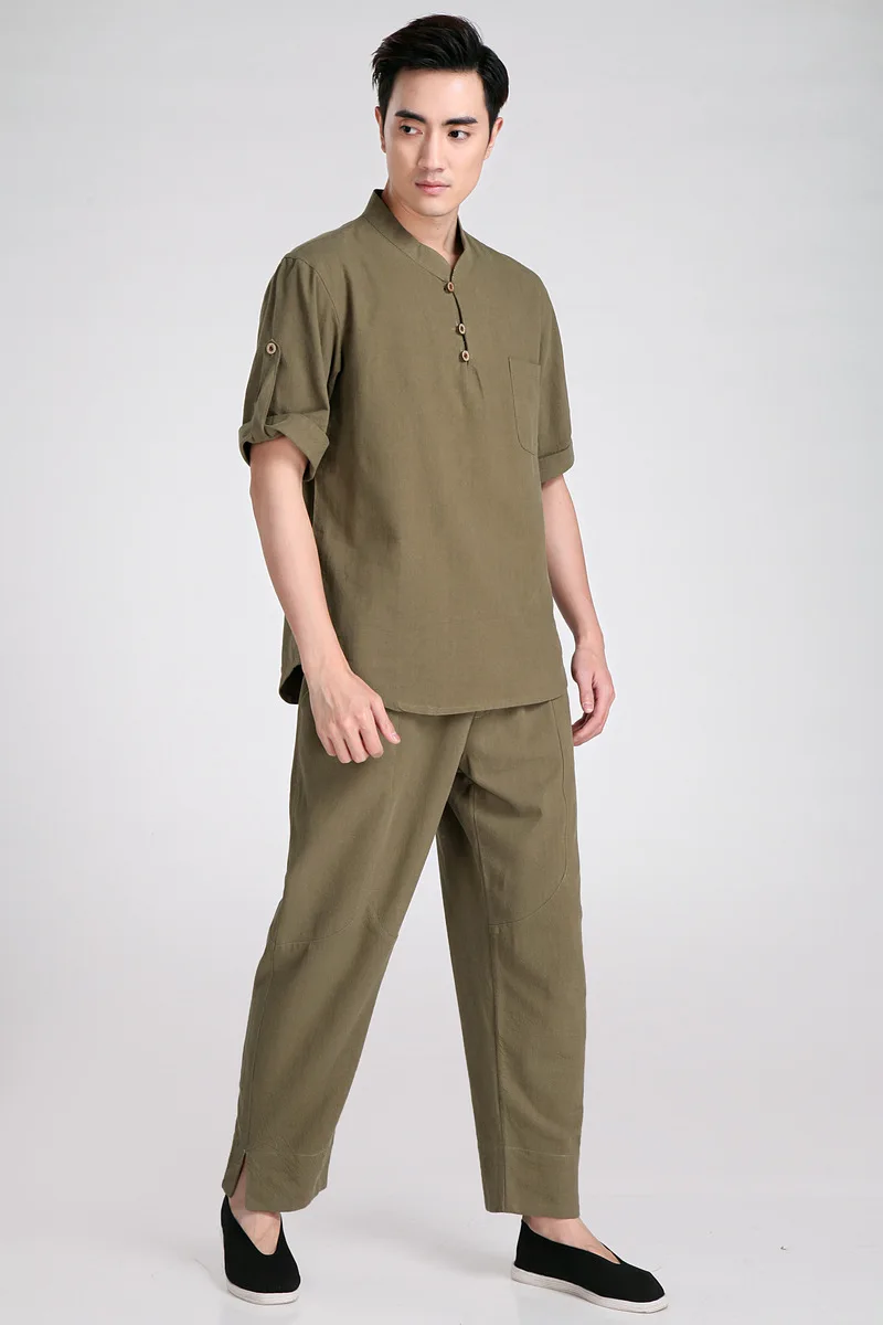 Новое поступление зеленая китайская мужская униформа кунг-фу хлопок Тай Чи Ву