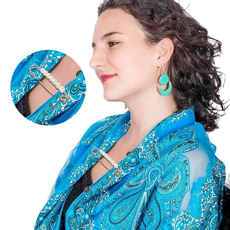 6 шт. свитер шаль зажимы искусственный жемчуг платья кардиган воротник брошь