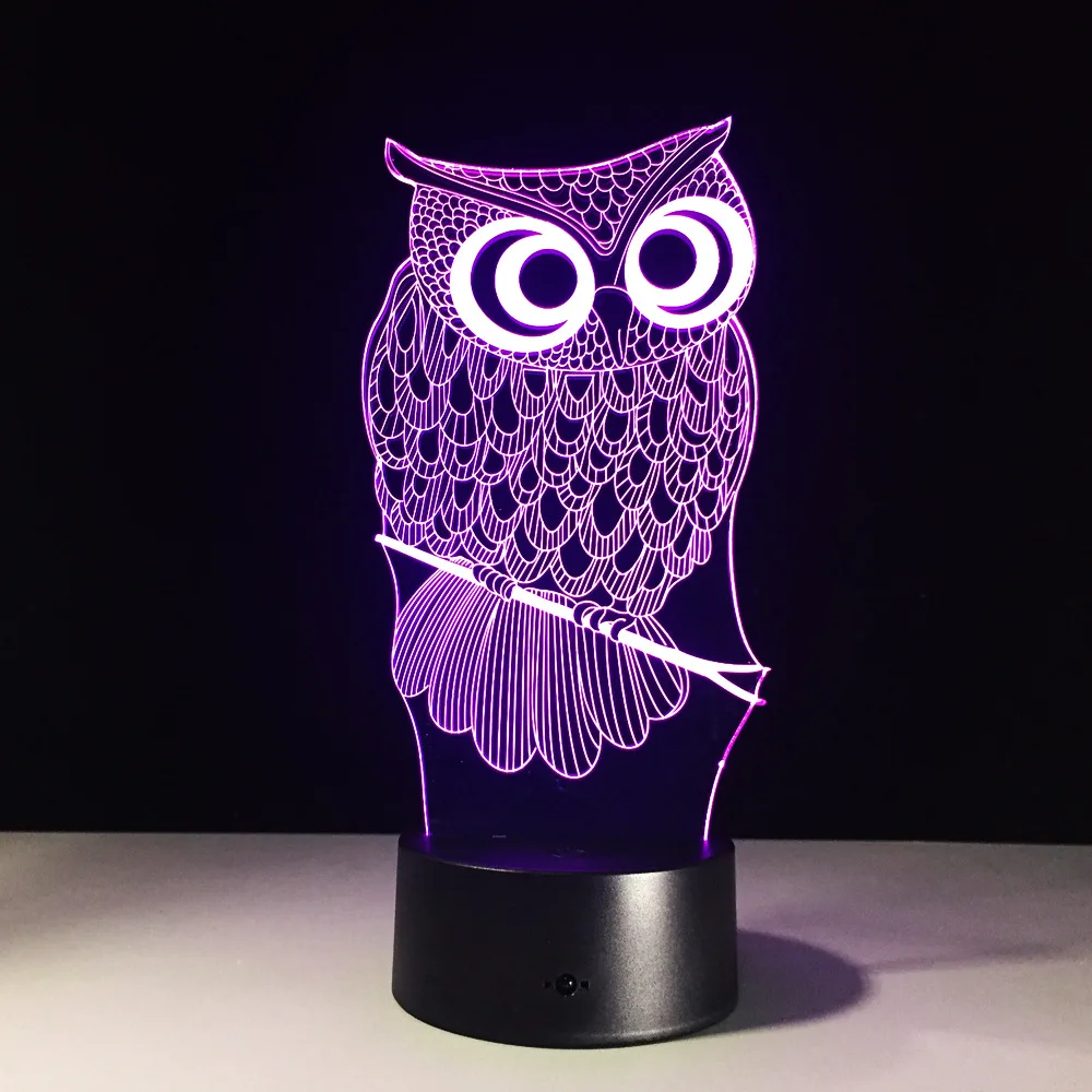 Все виды Сова 3D ночной Светильник RGB переменчивые настроения лампа светодиодный