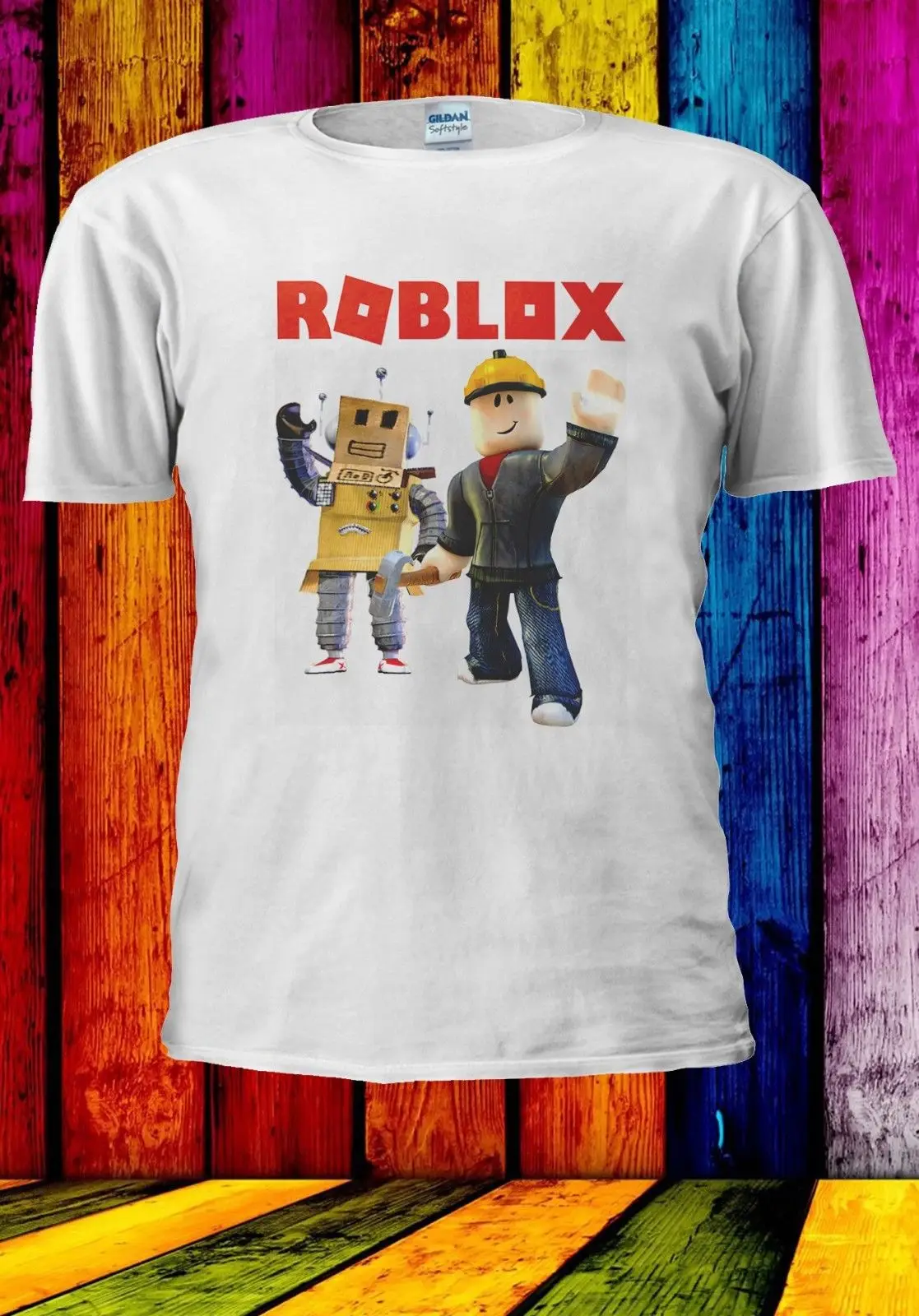 Roblox Builderman &amp Box робот онлайн игры для мужчин и женщин унисекс футболка 902 Летняя