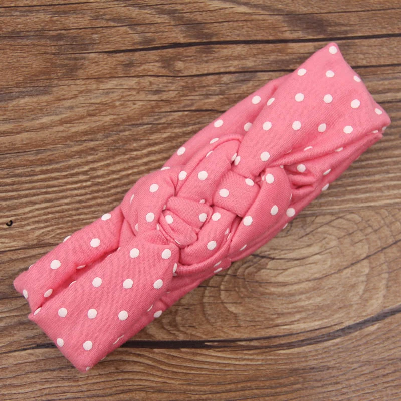 Naturalwell Baby Girls Knot Headband Kids Polka Dots Elastic Headwrap Child Cross Turban Wide Twisted Hair Accessories 1pc HB444 | Детская
