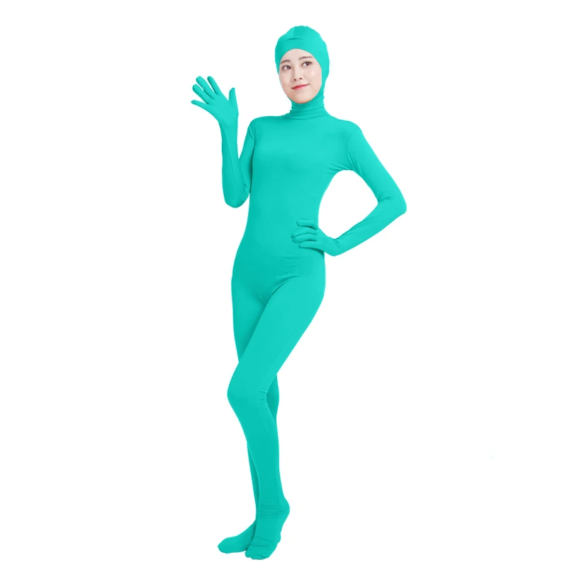 Mint Blue Ensnovo, унисекс, косплей, Zentai, костюмы для женщин и мужчин, для взрослых, с открытым лицом, на все тело, спандекс, зентай-костюм, черный, боди, костюмы для косплея - Цвет: Mint Blue