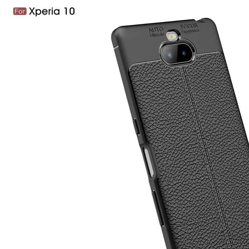 Роскошный мягкий силиконовый чехол для Sony Xperia 10/Xperia10 кожаный с личи ударопрочный