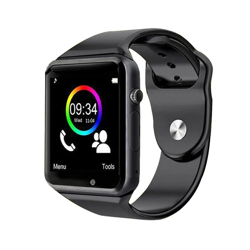 Black Soulusic A1 Bluetooth умные часы спортивные Шагомер с sim-камерой умные часы для Android iPhone лучше, чем iwo8 наручные часы - Цвет: Black