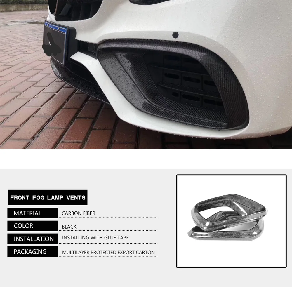 Карбоновая вентиляционная крышка передней противотуманной фары рамка для Mercedes