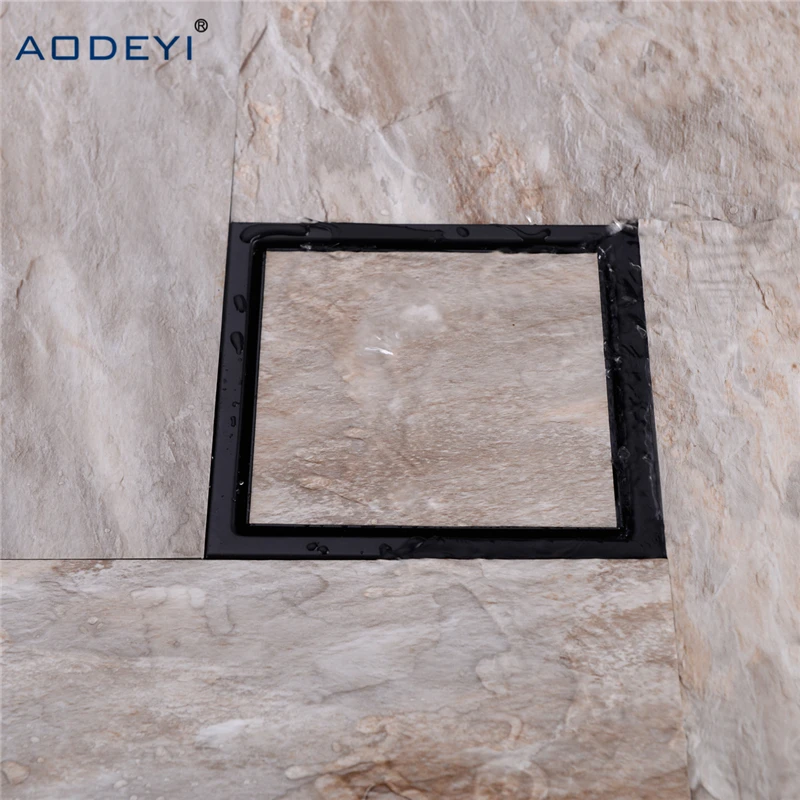 AODEYI Новинка слив для душа из нержавеющей стали черная сливная плитка ванной