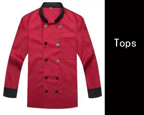 just tops red Новая куртка шеф-повара гостиницы, ресторана рабочая одежда двубортная Мужская кухня шеф-повара Униформа повара одежда еда услуги пальто 89 - Цвет: just tops red