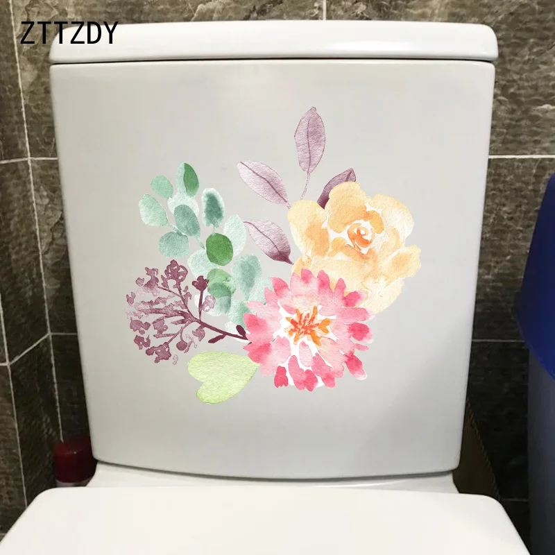 ZTTZDY 22 3*22 5 см акварель рисованной свежие цветы стикер для ванной туалета дома