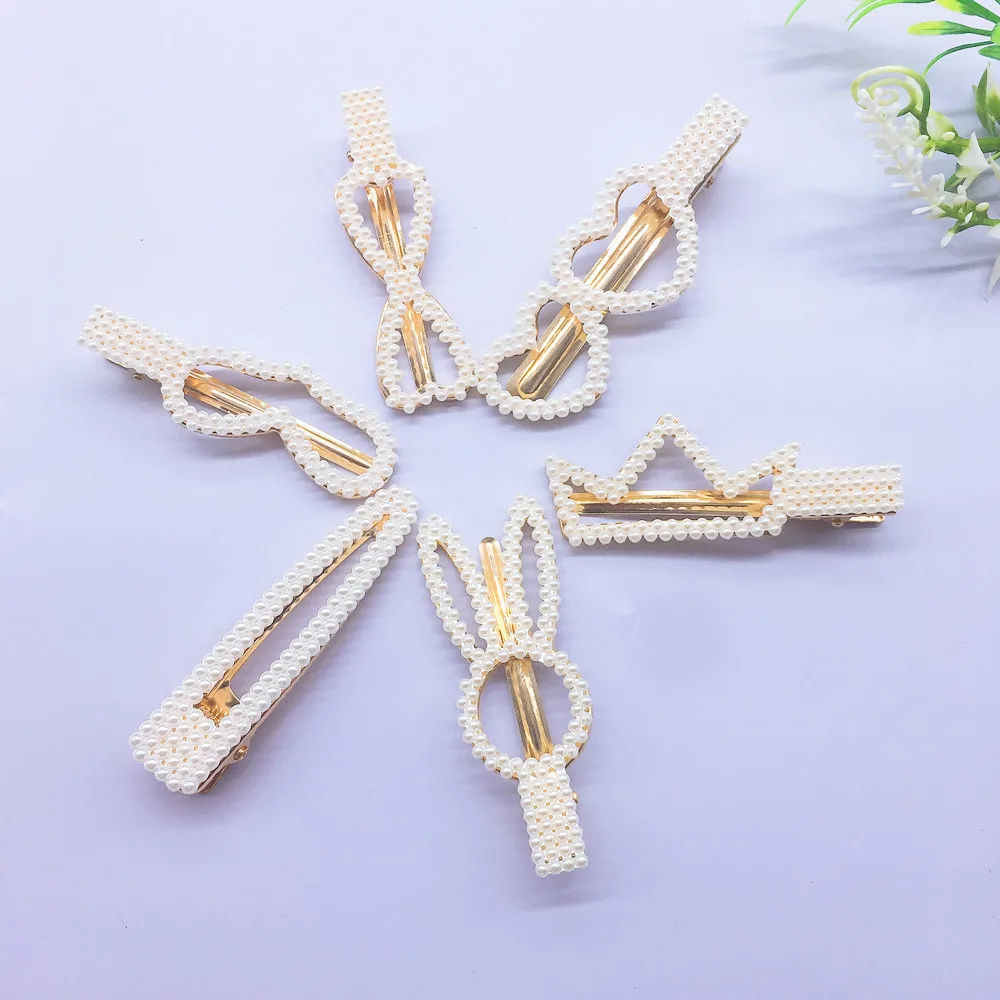 Шпильки с жемчугом для женщин девочек металлические заколки волос в форме сердца