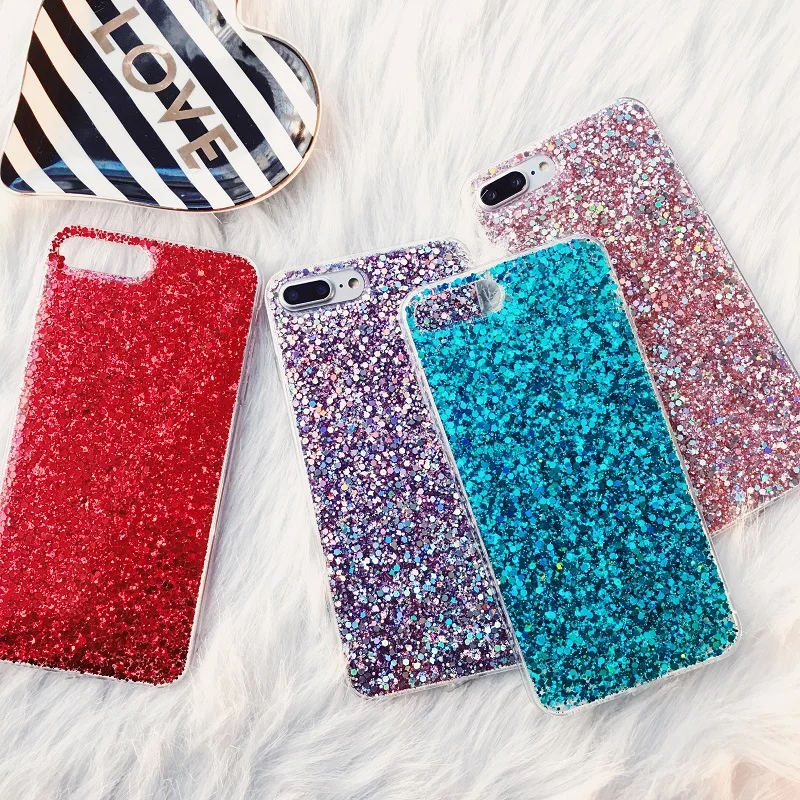 Coque For iPhone 7plus TPU Silicon Case For iPhone 5 5S SE 6 6S 7 8 Plus Cover For iPhone 11 Pro XR X XS Max Bling Glitter Funda