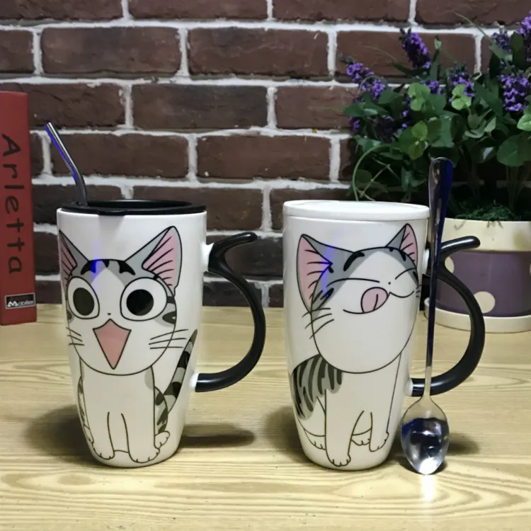 Керамическая кружка с крышкой и ложкой 600 мл | Дом сад