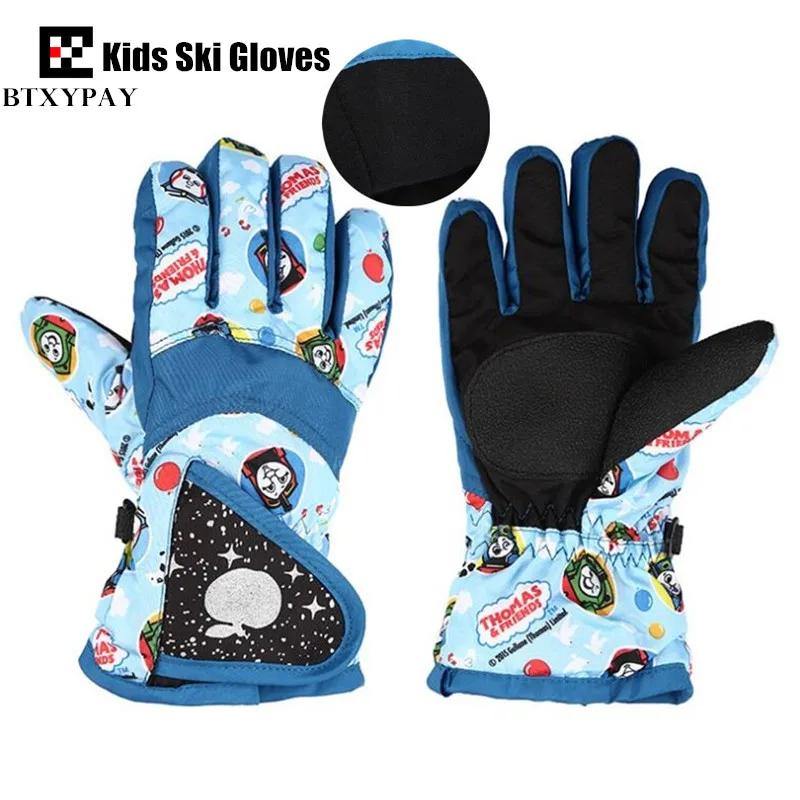 

200p Children Ski Gloves,Winter Plus Velvet Warm Kid Boys&Girls Outdoor Cartoon Skiing Gloves Waterproof Windproof Gloves,3-8age