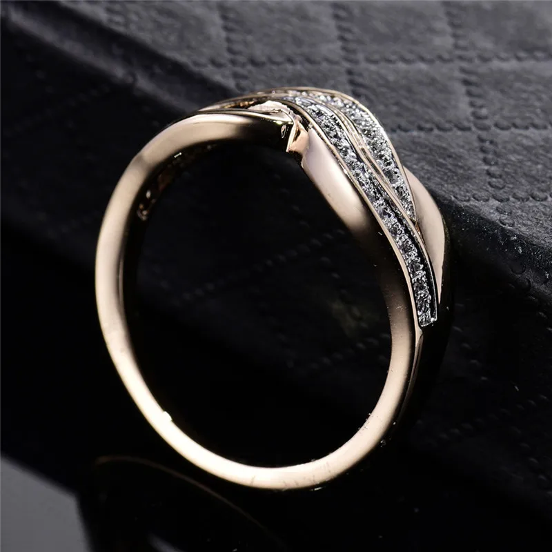 Женское кольцо с фианитом BUDONG Золотое сердечком на День святого Валентина XUR227|love