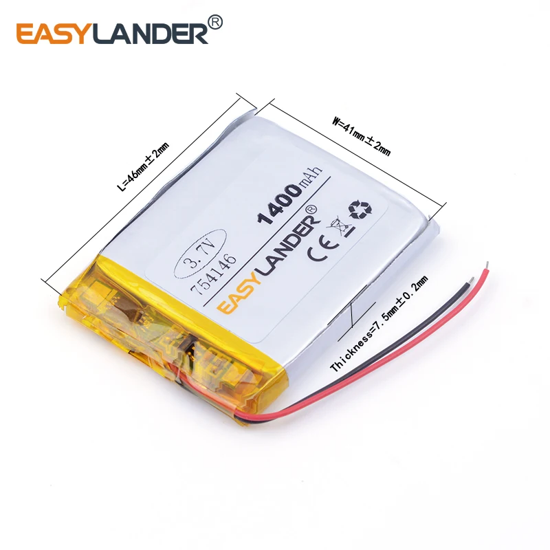 Аккумуляторная батарея 3 7 V 1400mAH 754146 PLIB Полимерный литий-ионный/литий-ионный