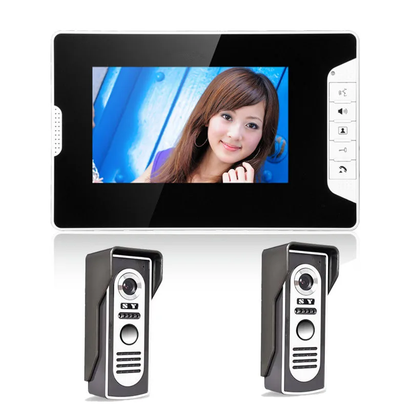 

7" LCD TFT Color LCD Screen Video Door Phone System intercom doorbell 1 to 2