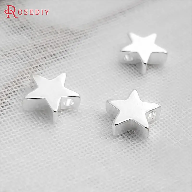 8MM Silver Color 20 шт 5 мм 8 мм 24 к цвет шампанского позолоченный латунный маленький кулон Подвеска со звездой Diy ювелирных изделий Аксессуары оптом - Окраска металла: 8MM Silver Color