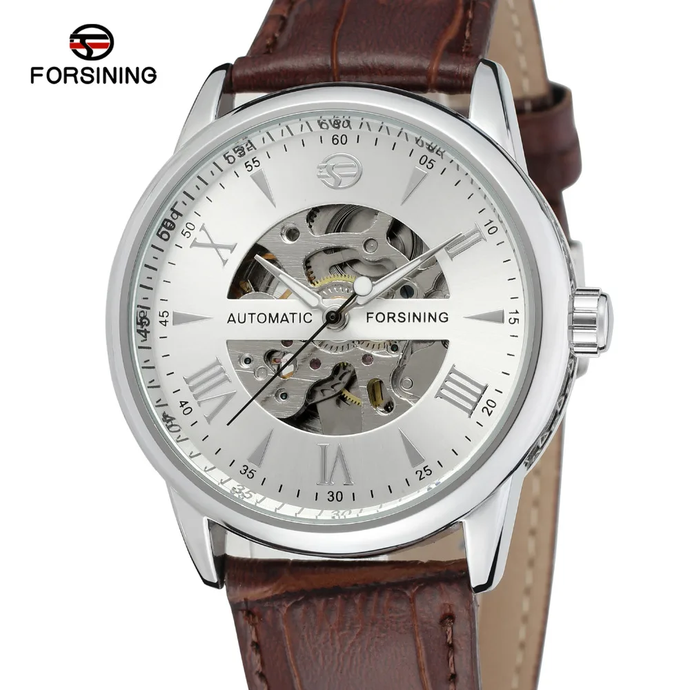 Forsining мужские часы оптовая продажа кожаный ремешок Скелет Классические