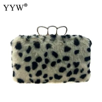 small clutch purse winter fur women bag ladies purses crossbody chain leopard rabbit hair clutch bag soft party evening bags