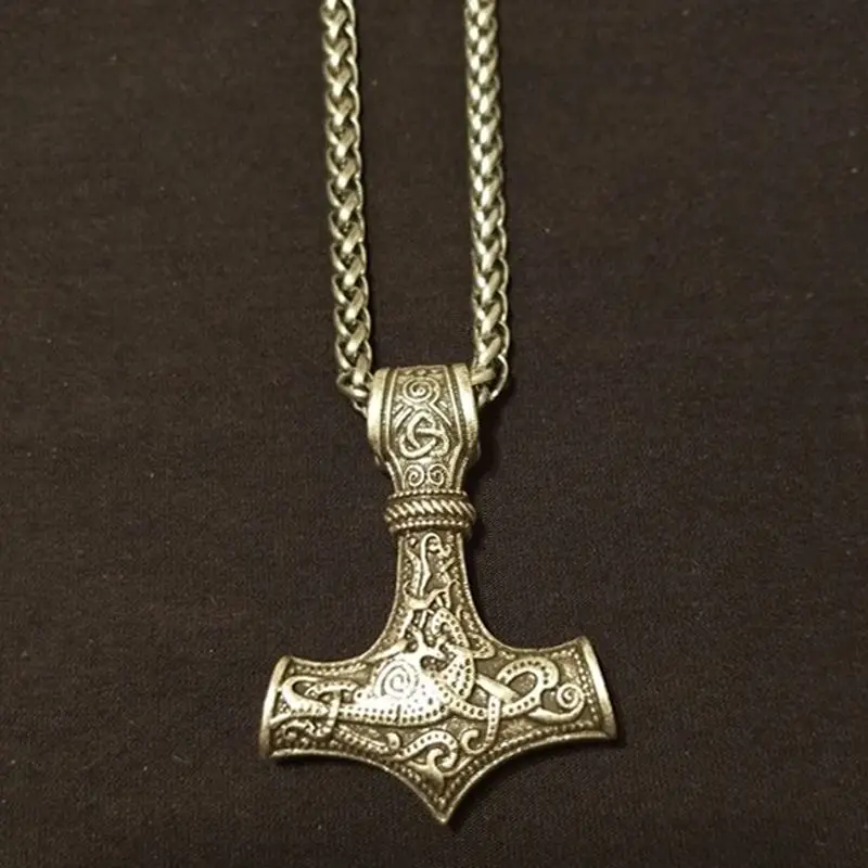 1 шт. дропшиппинг колье с кулоном в стиле викингов молот Mjolnir огромный Молот Тора