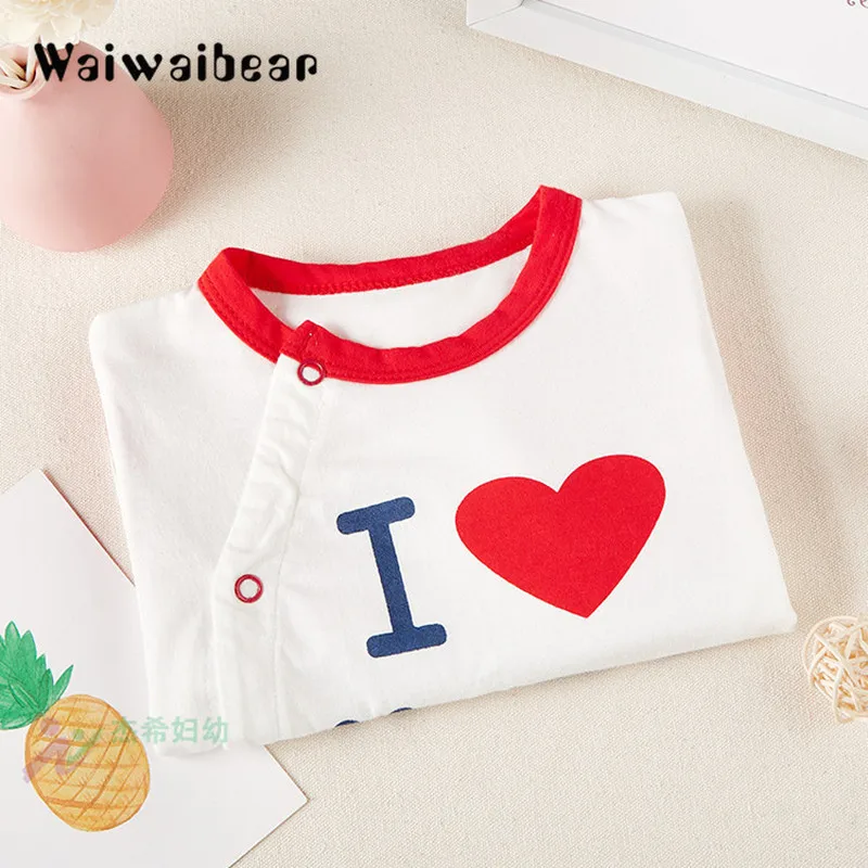 Комбинезоны с круглым вырезом для новорожденных милые комбинезоны надписью I Love