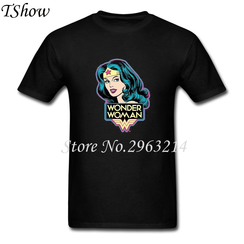 Короткий рукав Wonder Woman человек футболки хлопок oversize Мода футболка из Для мужчин