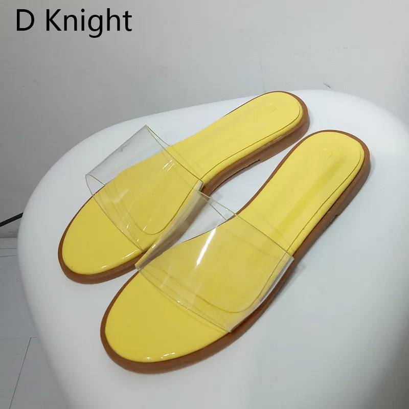 Для женщин прозрачные Босоножки на платформе шлепанцы Розовый Желтый Летний