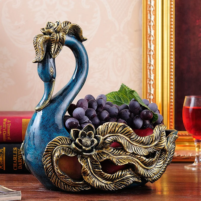 Европейский лебедь форма фрукты из смолы плиты домашний декор художественное
