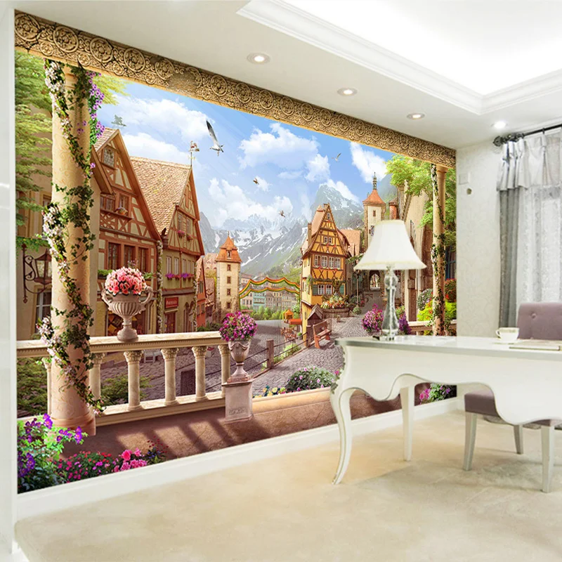Настенные обои на заказ в европейском стиле ретро сказочные сказки здание города