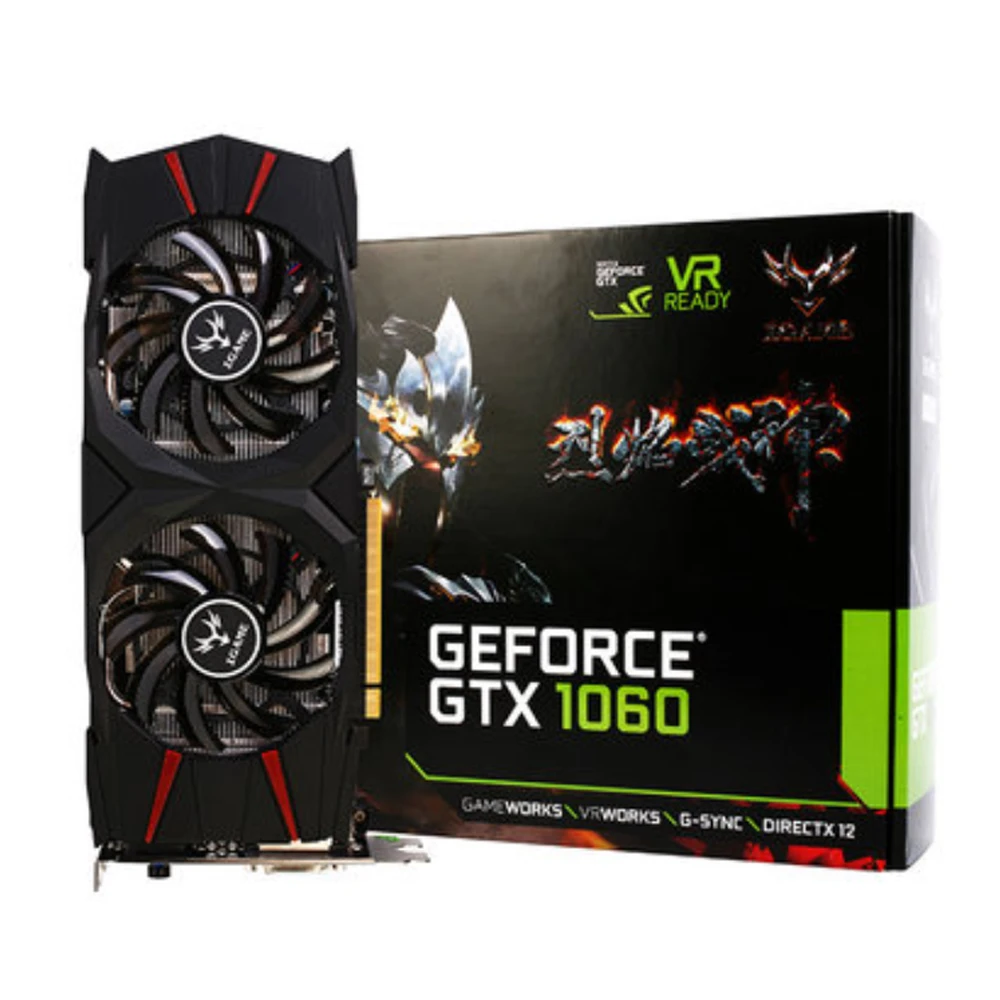 Шахтер горнодобывающей gtx1060 6 г игровой видеокарты ГБ/192bit/GDDR5/8000 мГц/1506 1708 мГц/DVI +