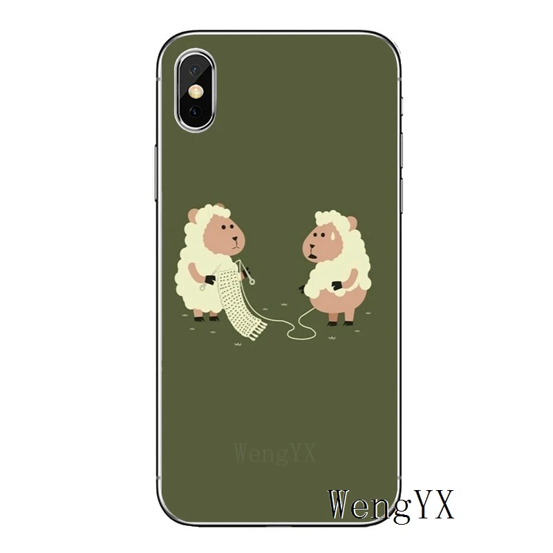 Вязаный медитационный мультяшный овечка для Apple iPhone 8 7 plus 6s 6 plus X XR XS Max SE 5S 5c 5 4S 4 TPU мягкий чехол для телефона чехол - Цвет: cartoon-sheep-A-01