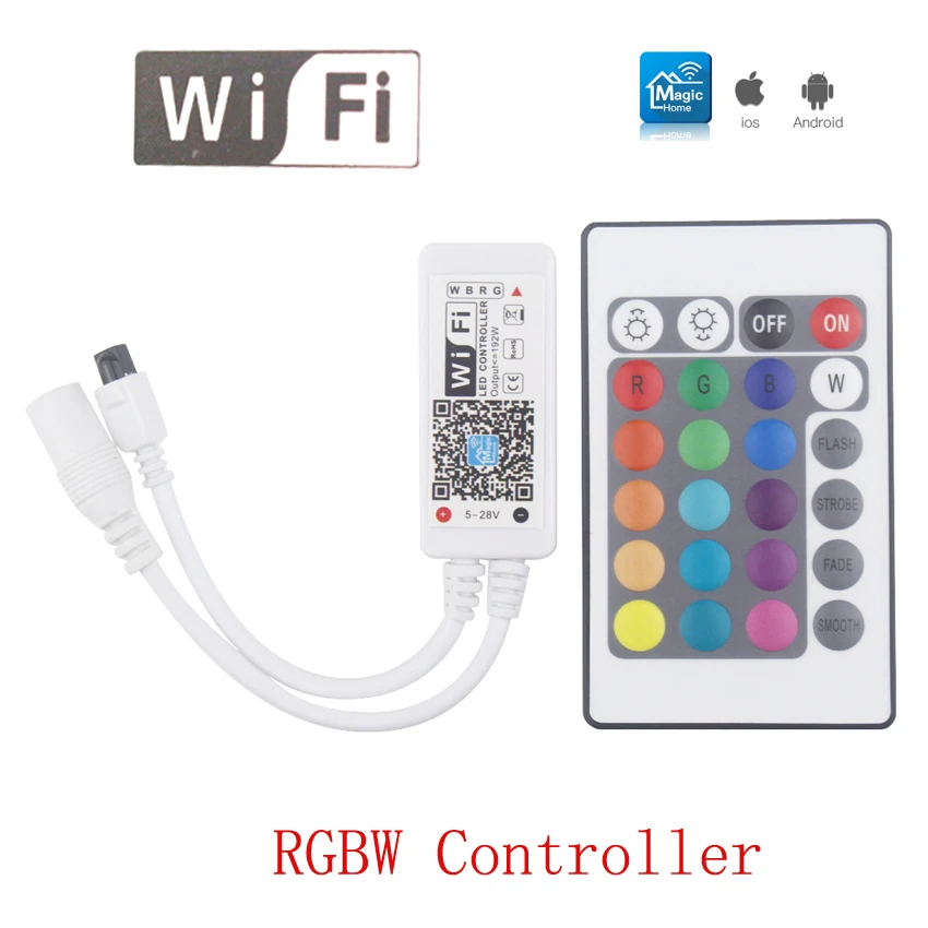 Magic Home мини RGBW Wifi светодиодный контроллер DC12V IR 24key пульт дистанционного управления RGBW Светодиодная лента Wifi контроллер для RGBW светильник