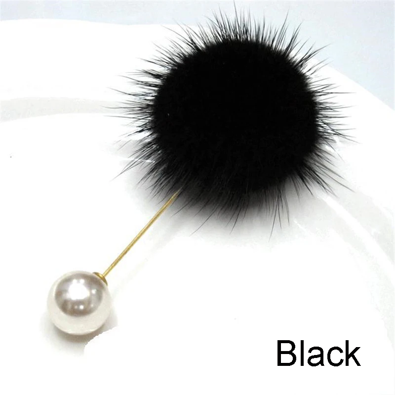 black heise 1 шт., винно-красная, черная очаровательная брошь из искусственного жемчуга, булавки для женщин, корейский меховой шарик, пирсинг, нагрудные булавки и броши, воротник, ювелирное изделие - Окраска металла: black heise