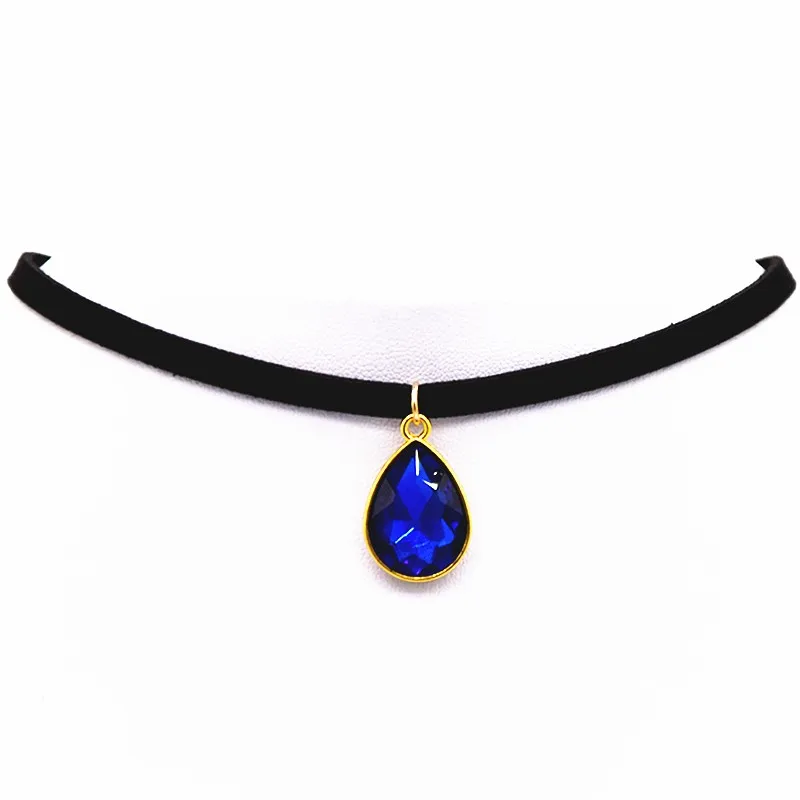 Горячее предложение Кручёные ожерелья BIJOUX обычный черный бархатный Кожа Капли Воды Кулон Макси себе Чокеры Цепочки и ожерелья Женская обувь ювелирные изделия