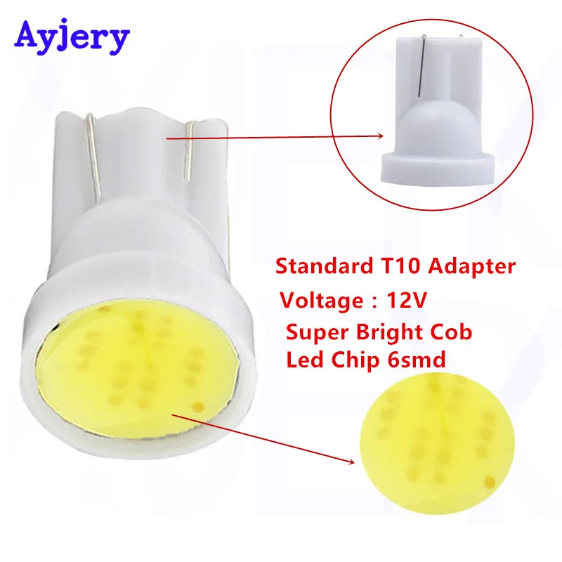 AYJERY 1000 шт 12V T10 Led 194 168 W5W COB 6 светодиодный светильник лампы индикатора чтения